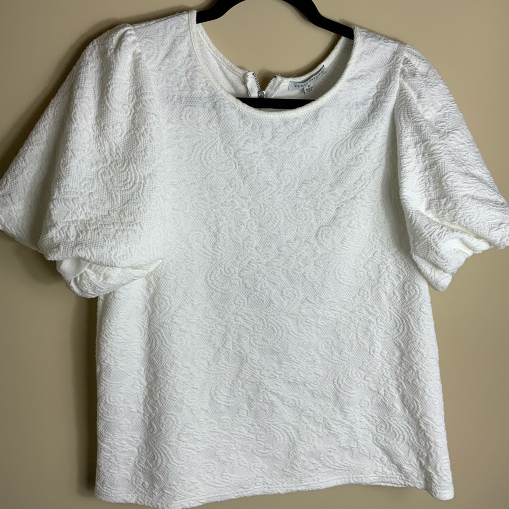 Balloon Sleeve Printed Cotton Blouse